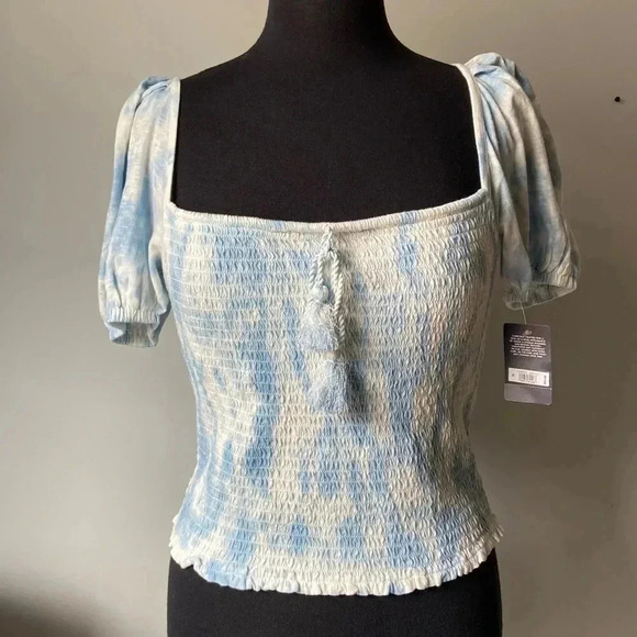 Lucky Brand |Short Sleeve Smocked Top - Picture 1 of 5